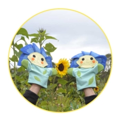 Glove puppet flax flower
