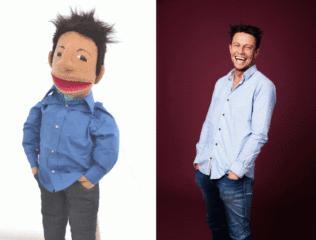 Bespoke Likeness Puppet Bespoke Likeness Puppet man in blue shirt