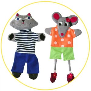 Glove puppets cat and mouse
