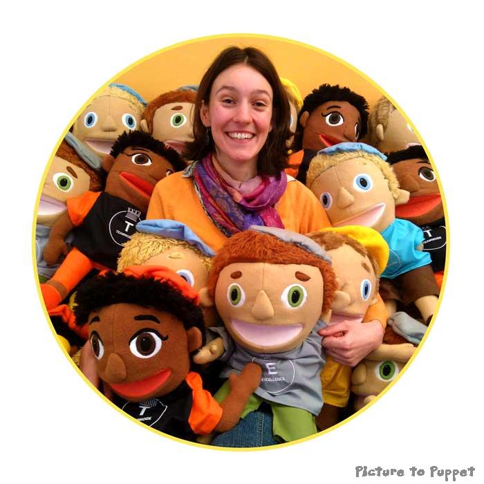 Mari Jones, Picture to Puppet, surrounded by puppets
