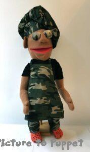 Puppet on a Stand in an Army Chef uniform