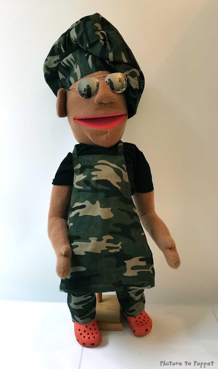 Puppet on a Stand in an Army Chef uniform