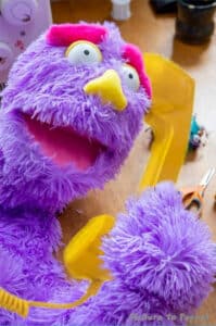 Contact Picture to Puppet - a custom puppet using a yellow telephone