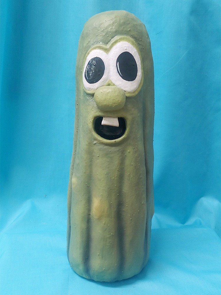 bespoke latex puppet or larry the cucumber