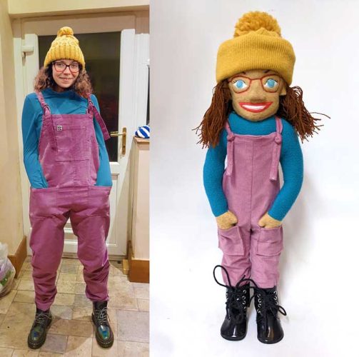 Likeness Plush Toy/ mini me toy weraing pink dungarees